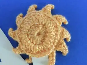 Finished crochet sun finger puppet back