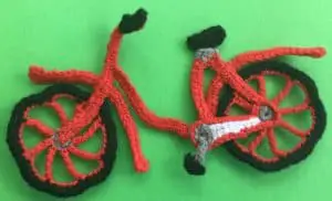 Crochet bicycle applique bicycle joined with joiner frame
