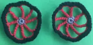Crochet bicycle applique wheels with tires