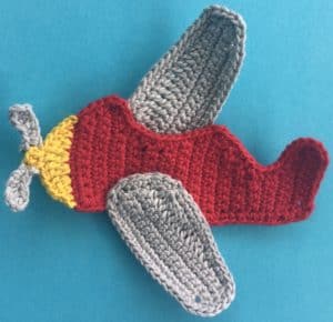 Crochet airplane applique body with wings