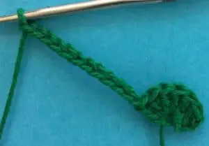 Crochet rosebud chain for section one of sepal