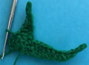 Crochet rosebud section two sepal