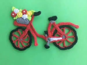 Finished crochet bicycle applique landscape