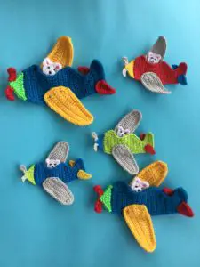 Finished airplane crochet applique pattern group portrait