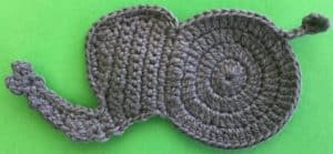 Crochet baby elephant body, head and trunk neatened