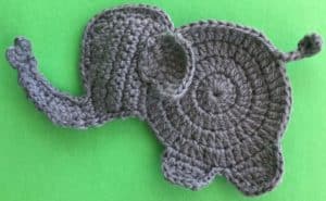 Crochet baby elephant body with ear