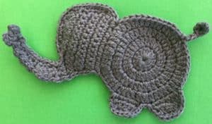 Crochet baby elephant body with legs neatened