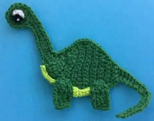 Crochet dinosaur body with left legs