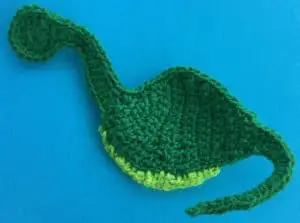 Crochet dinosaur body with tummy marking