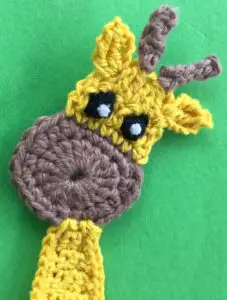 Crochet giraffe body with eyes