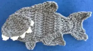 Crochet shark body with large bottom fin