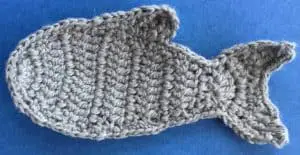 Crochet shark body with top fin