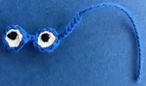 Crochet shark glasses with dots on eyes