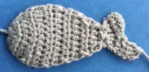 Crochet small shark body with first tail piece
