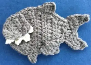 Crochet small shark body with large bottom fin