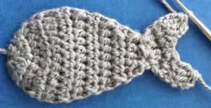 Crochet small shark body with second tail piece