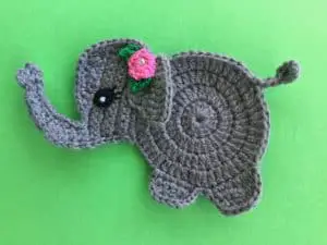 Finished crochet baby elephant landscape
