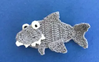 Finished crochet shark landscape