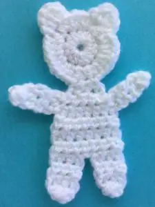 Crochet teddy for plane mobile body with arms