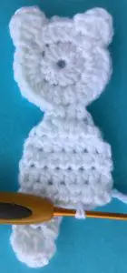 Crochet teddy for plane mobile joining for second leg