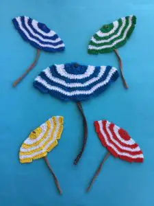 Finished beach umbrella crochet pattern group portrait