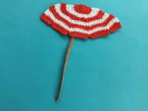 Finished crochet beach umbrella landscape