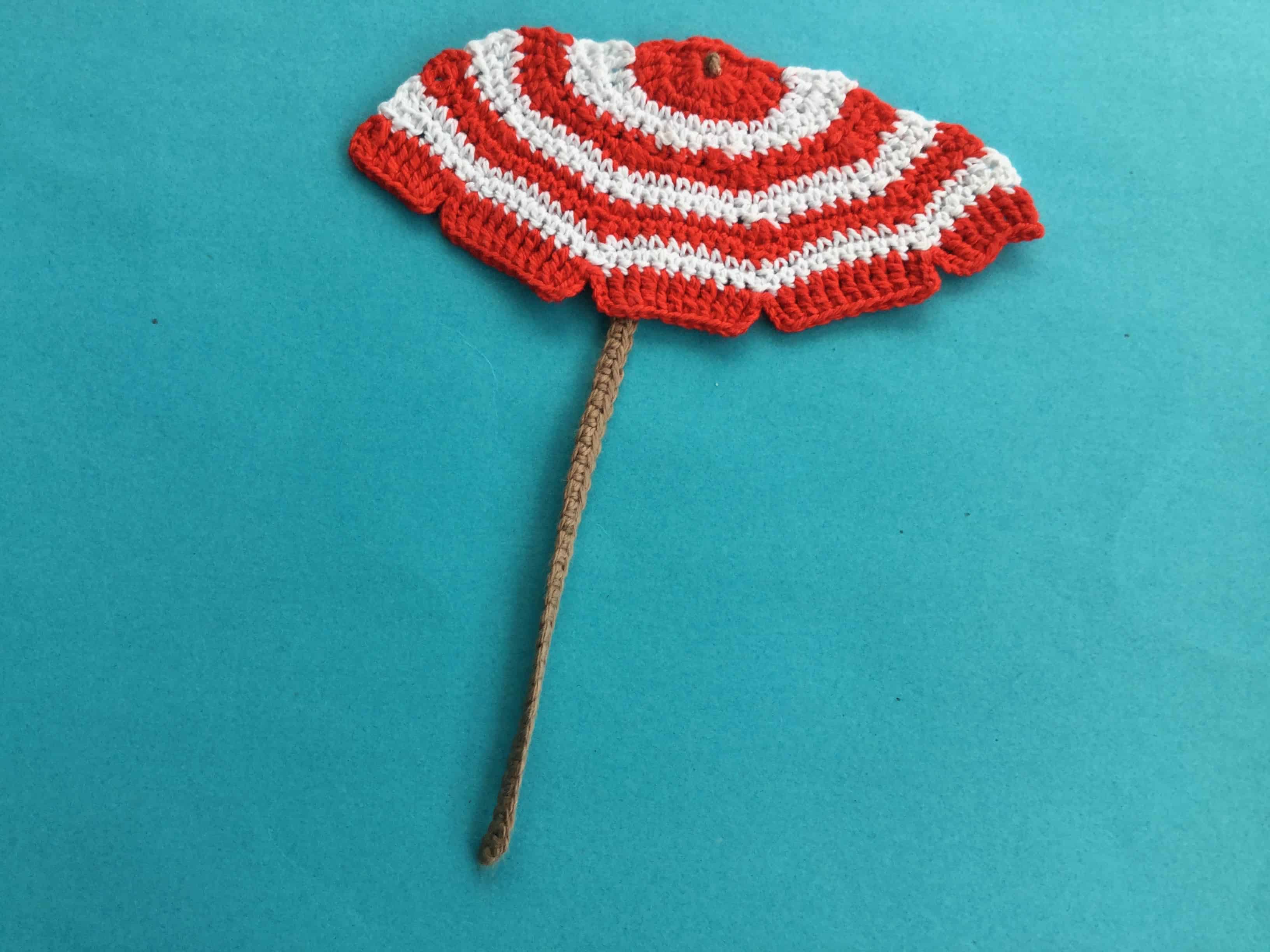 Finished crochet beach umbrella landscape