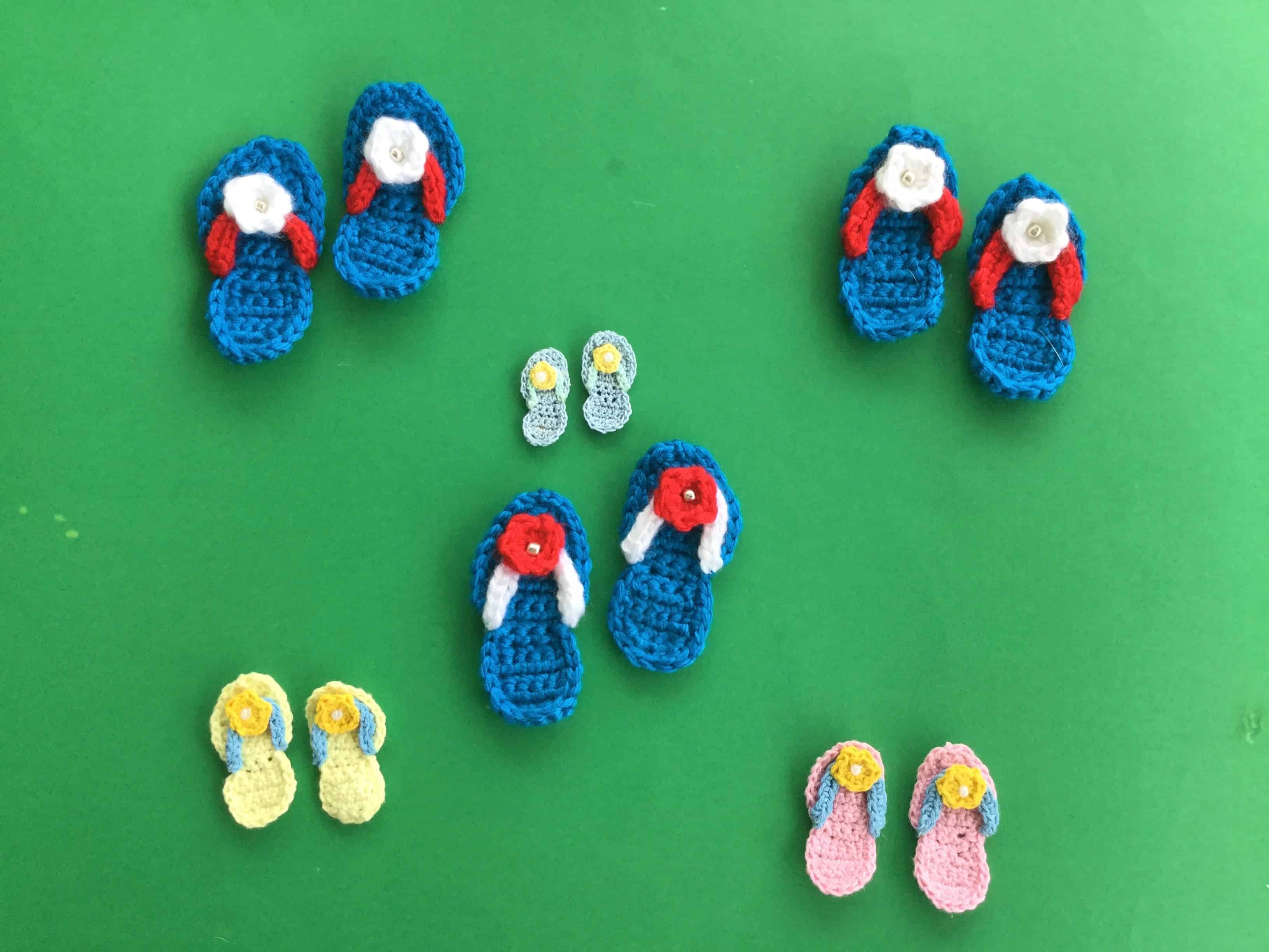 Finished crochet flip flops group landscape