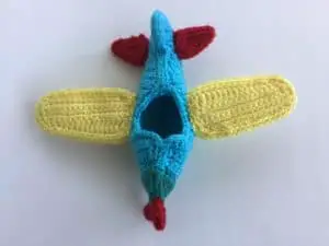 Finished crochet plane mobile landscape
