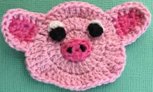 Crochet pig face with eyes