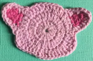 Crochet pig head with ears