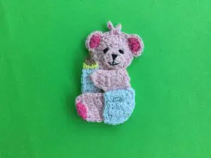 Finished crochet baby teddy bear landscape