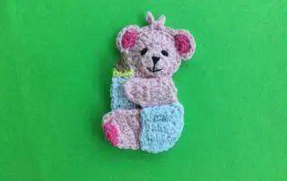 Finished crochet baby teddy bear landscape