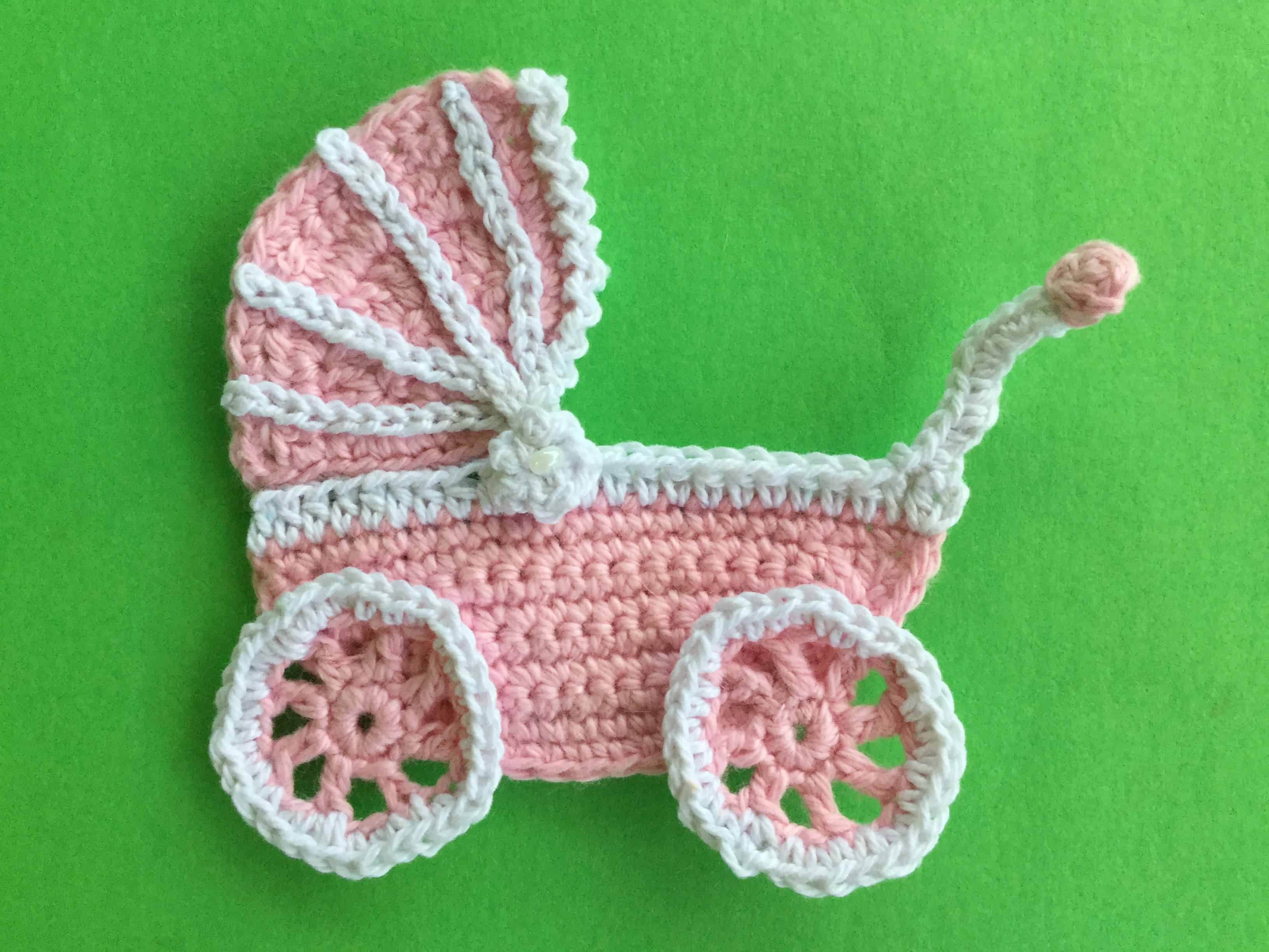 Finished crochet pram landscape