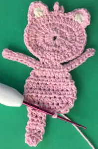 Crochet child teddy bear joining for second leg