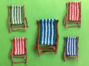 Finished crochet beach chair group landscape