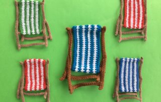 Finished crochet beach chair group landscape