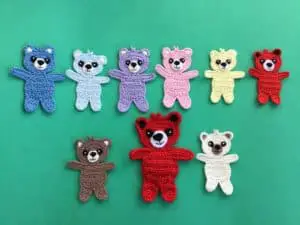 Finished crochet child teddy bear group landscape