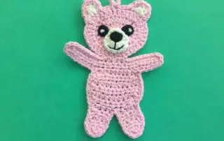 Finished crochet child teddy bear landscape