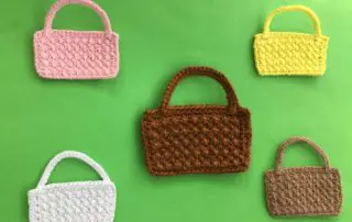 Finished crochet picnic basket group landscape