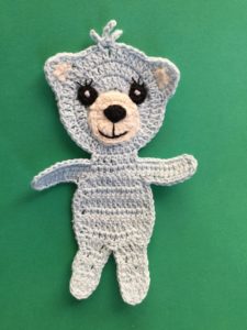 Finished crochet teddy bear applique portrait