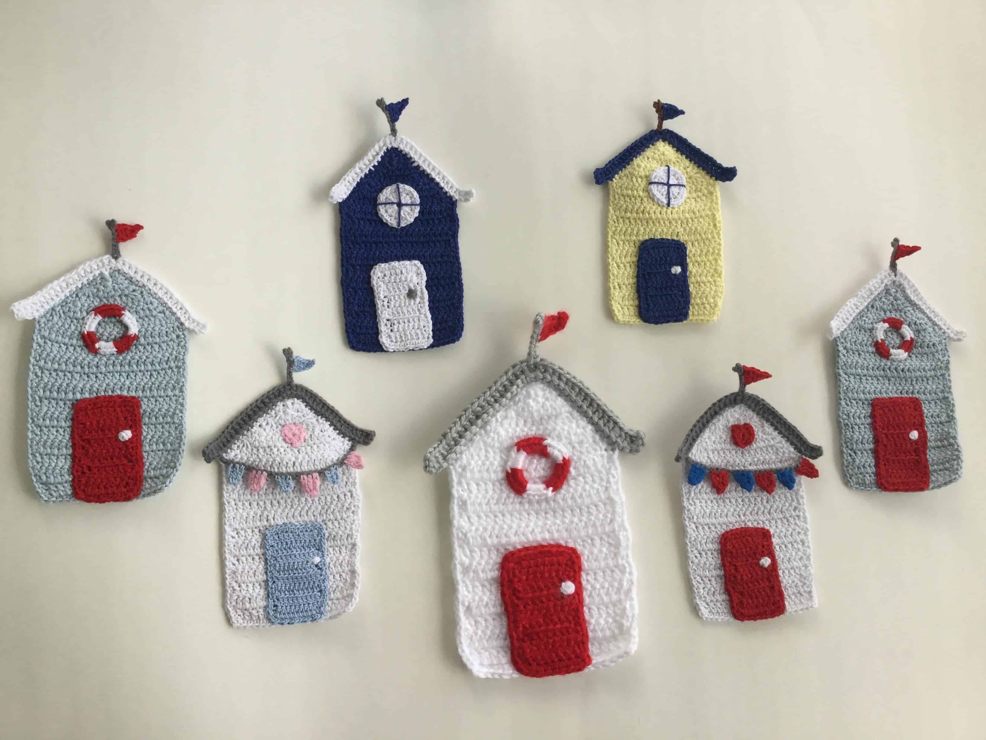 Finished crochet beach huts group landscape