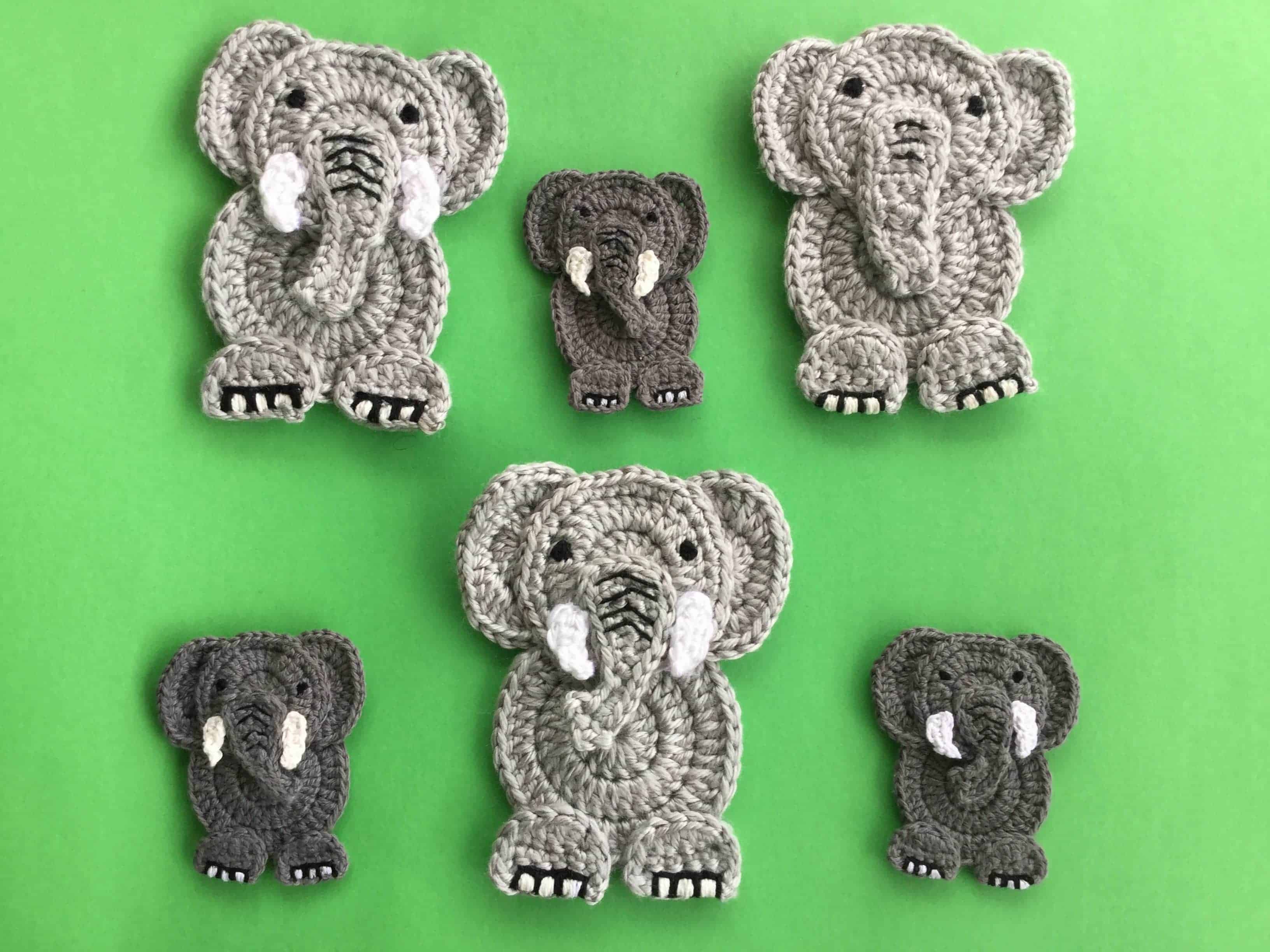 Finished crochet easy elephant group landscape