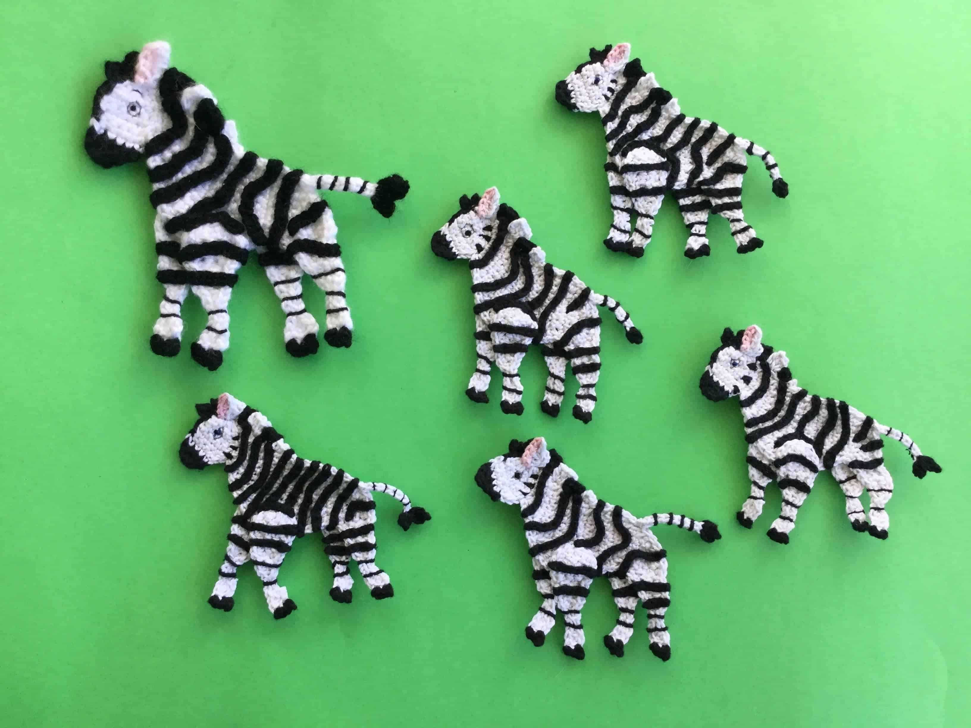 Finished crochet zebra group landscape