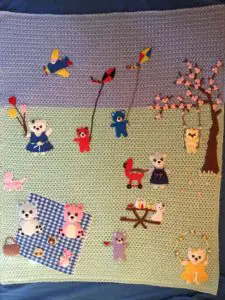 Finished teddy bears picnic baby blanket