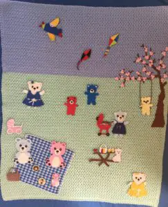 Teddy bears picnic baby blanket layout