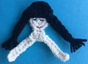 Crochet girl head with eyes and mouth