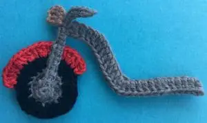 Crochet motorbike frame joined to handlebar