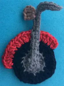 Crochet motorbike front wheel with handlebar