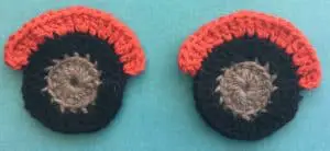 Crochet motorbike wheels with mudguards
